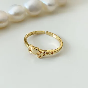 

18k gold plated Authentic 925 sterling silver Gold "I LOVE you" Thin Ring adjust Fine Jewelry TLJ1205