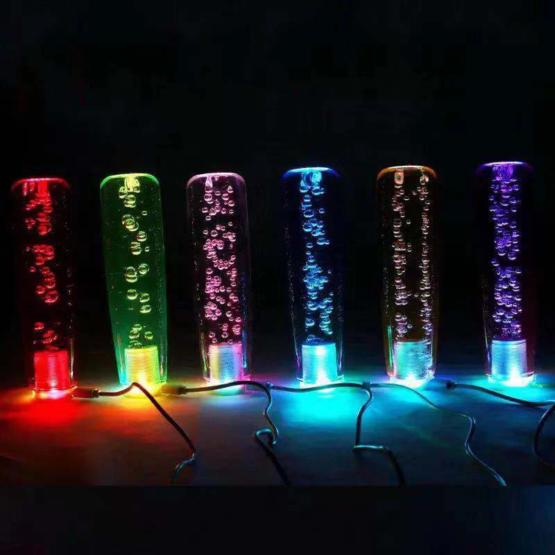 

10 / 15 / 20cm Led Color Bubble Automobile Shift Lever Shift Lever Knob Rod Crystal Transparent Bubble Red Blue Shift Knob
