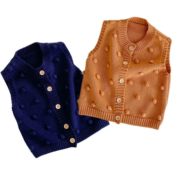 

Autumn Winter New Baby Knitted Vests 0-3Y Baby Boys Girls Vest Coats Kids Polka Dot Sleeveless Waistcoat Toddler Winter Clothes