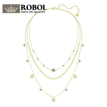 

RLLEN New Woman Jewellery Swa LAST SUMMER LAYERED Devil's Eye Charm 3-Laps Necklace 5368029 Fine Jewelry