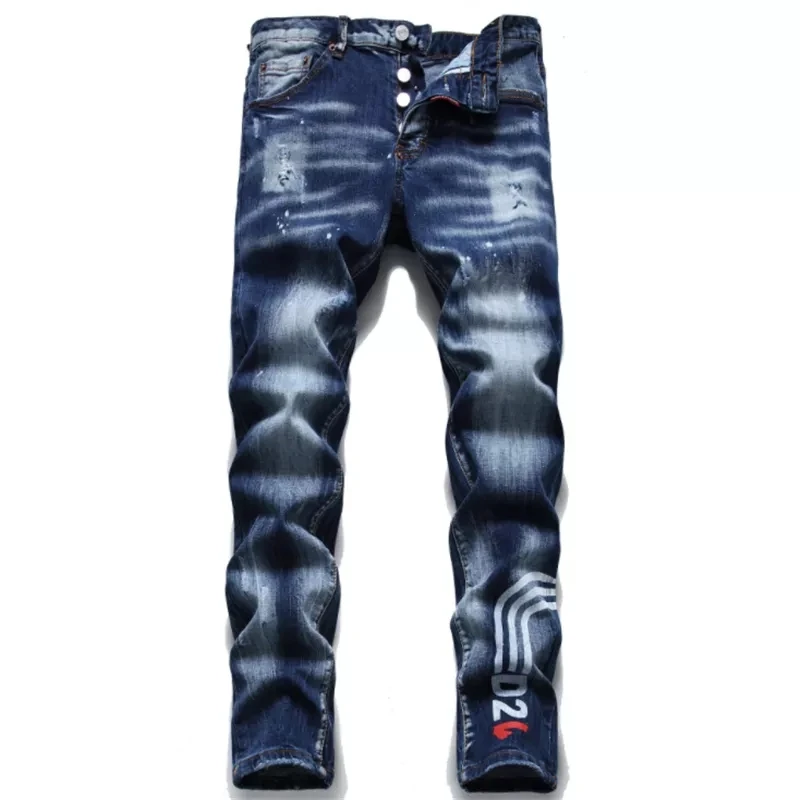 

Top Quality Men's Autumn winter Fashion Brand Italy Chain Jeans Pants Men Slim Jeans Denim Trousers Pencil Pants Jeans For Men