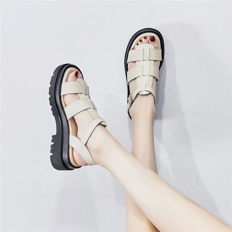 Sandalias romanas Cherokee para mujer, zapatos de cuero trenzado, cómodos y  versátiles, para verano, 2021 - AliExpress Calzado