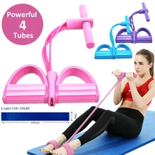 Germe halatı 4 tüp çektirme pedalı ayak bileği karın egzersiz Fitness elastik oturmak çekme halatı ev spor salonu spor eğitim ekipmanları