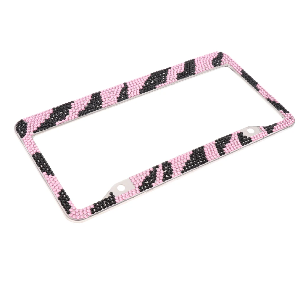 High Quality Crystal Leopard Cheetah Bling Metal License Plate Frame