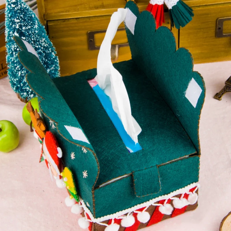 Мультяшная коробка для салфеток, нетканый Держатель для поделок, свободный крой, материалы для рукоделия, комплект домашнего декора, коробка для салфеток, Рождественское украшение