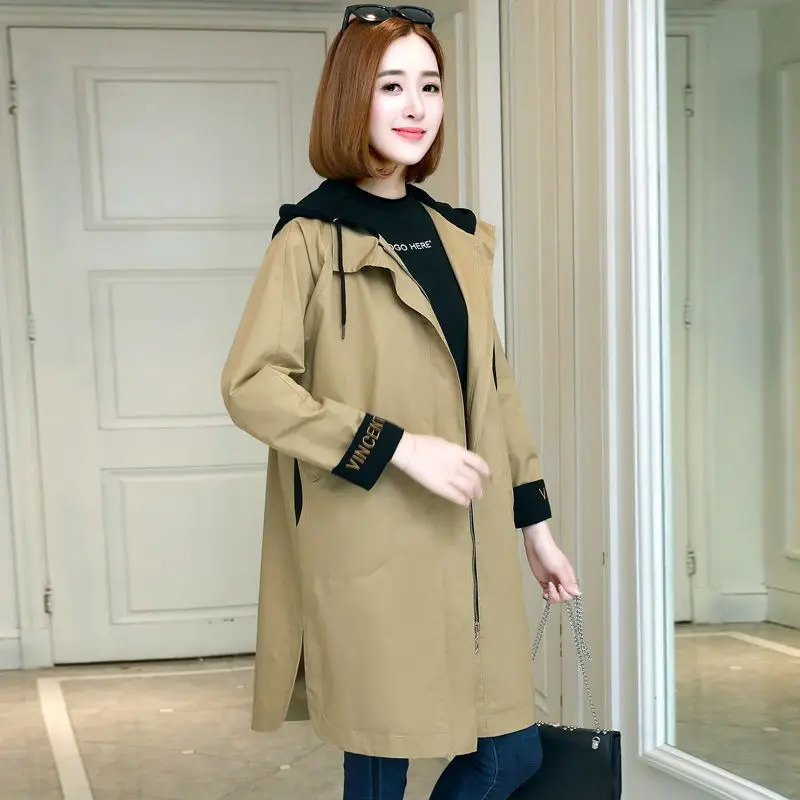 Женский Повседневный Тренч средней длины ветровка большого размера в Корейском