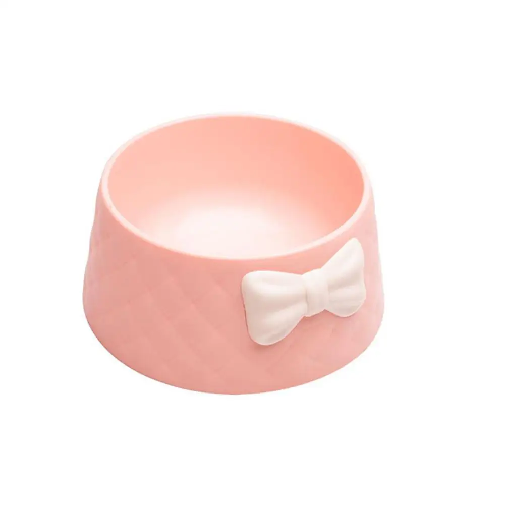 Cute Pet Feeders Bowknot Diamond Pattern Leakproof Bowl for Dog Cat