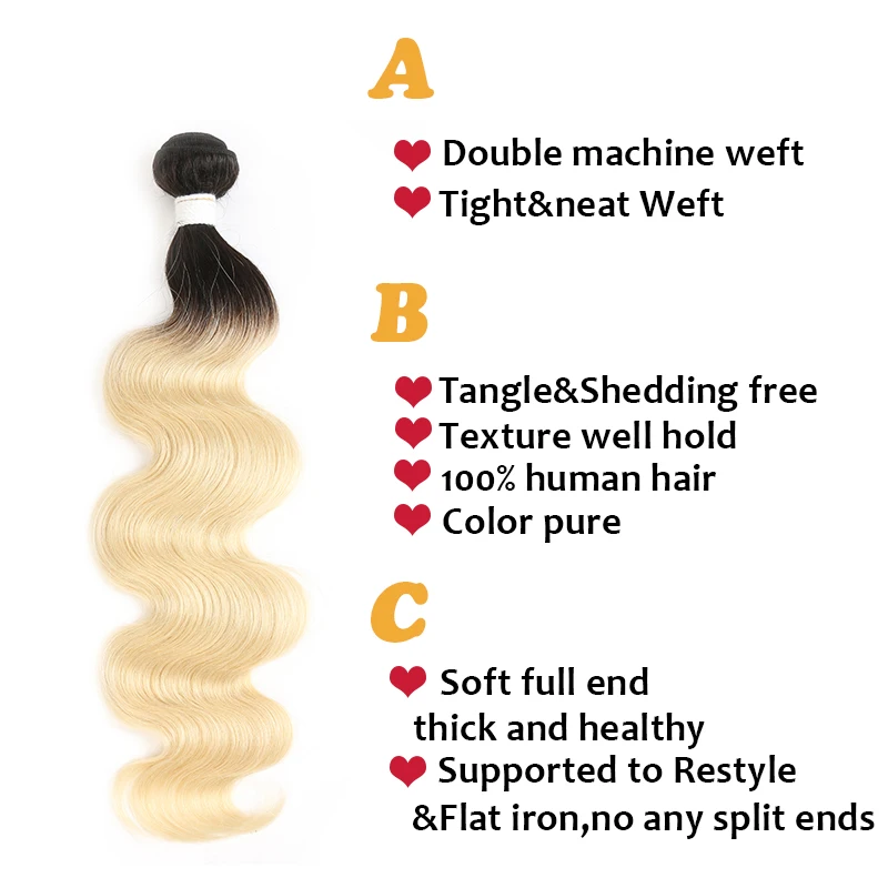 Омбре светлые бразильские прямые человеческие волосы пучок s SOKU 100% remy волосы наращивание 8-26 дюймов 613 светлые человеческие волосы ткет