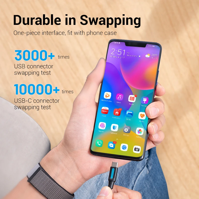 Vention USB Type C кабель для быстрой зарядки 3A 3 1 передачи данных зарядный Samsung S8 Xiaomi Huawei