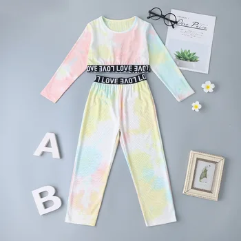 

Spring children Clothes for Girls colorful 2 pcs sets for mother kids tops+pants autumn outwear pink girls outfits 2020 clothing
