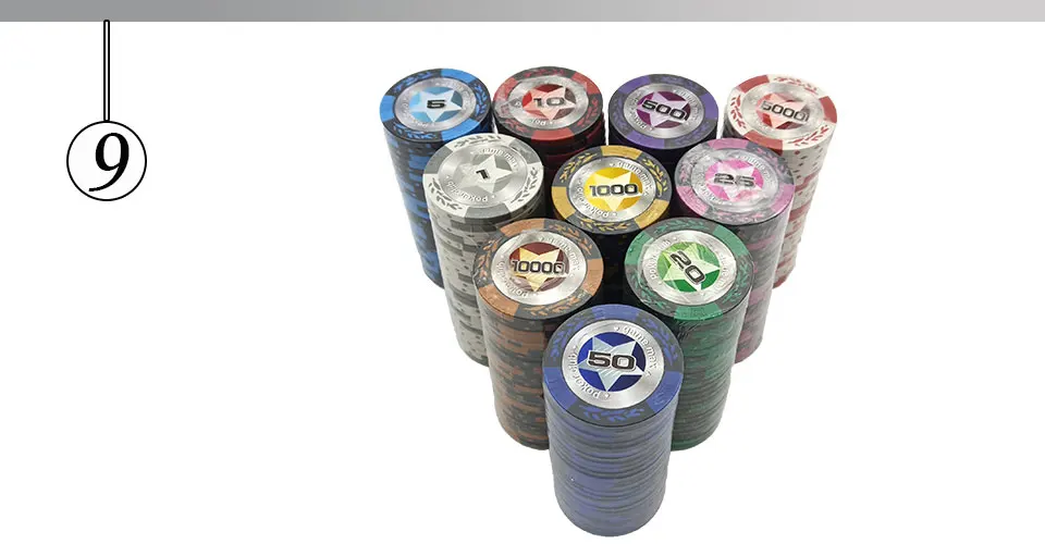 Easytoday 25Pcsset Upscale Poker Chips Set Clay Embedded iron Baccarat Texas Hold'em Professional Poker Chip Pokerstars (9)