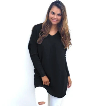 

Hot Autumn Winter Sweater Women V-Neck Pullovers Knitted Sweater Loose Long Sleeves Tops hh88