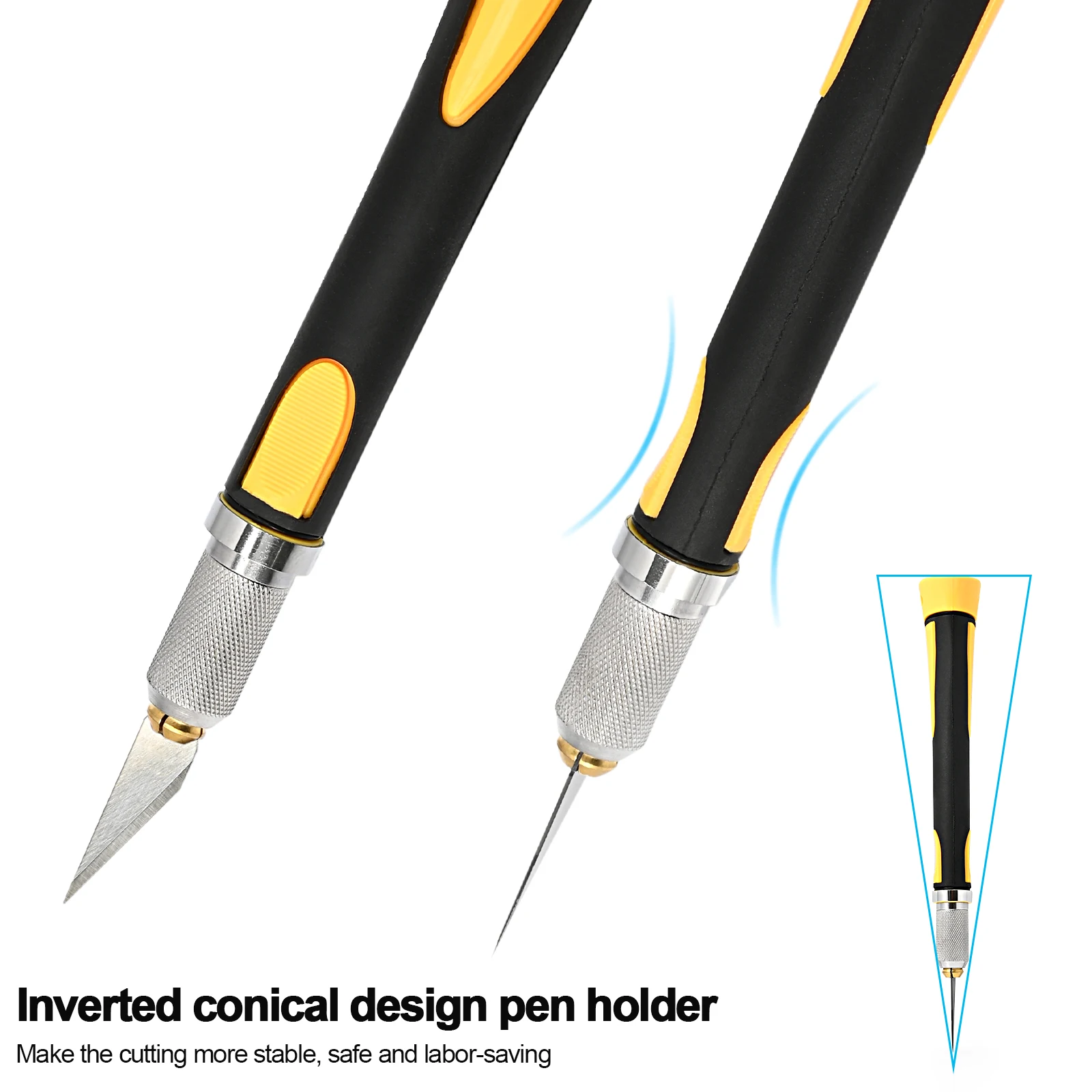 EHDIS Car Vinyl Cutter Carbon Fiber Film Slitter +14Pcs Multi-Size Metal Blade Carving Knife Graving Tool for Auto Foil Wrapping