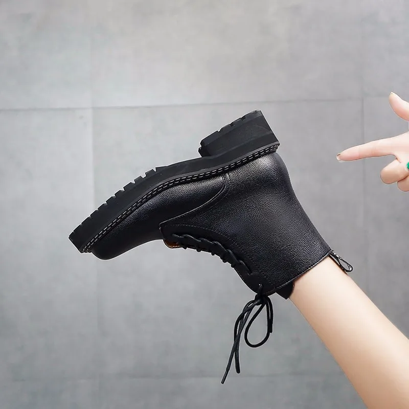 

Thick Bottomed Martin Boots WOMEN'S Boots 2019 Autumn And Winter New Style Korean-style Handsome Workwear Black And White with P