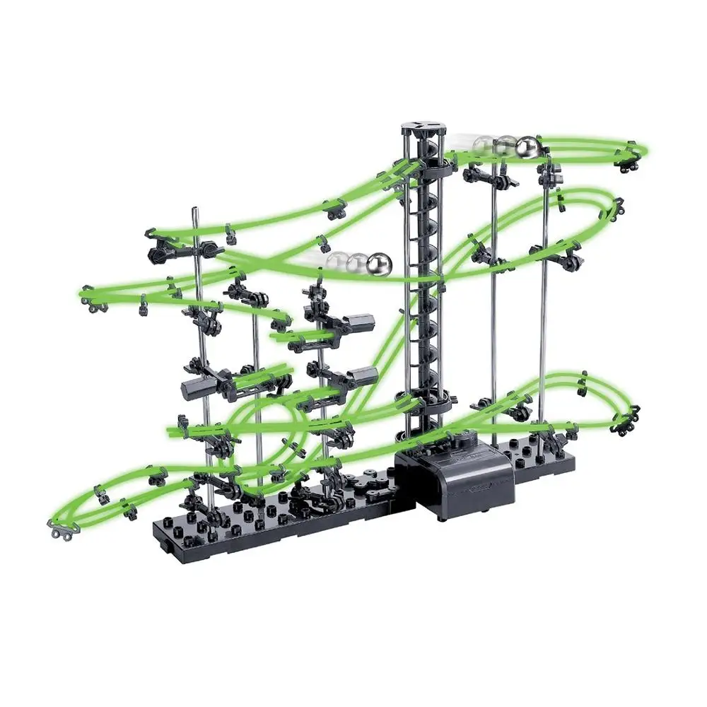 Ceny Space Rail Level 1 2 3 4 DIY edukacyjne zabawki dla dzieci chłopiec fizyka Space Ball Rollercoaster zasilany winda zestaw klocków