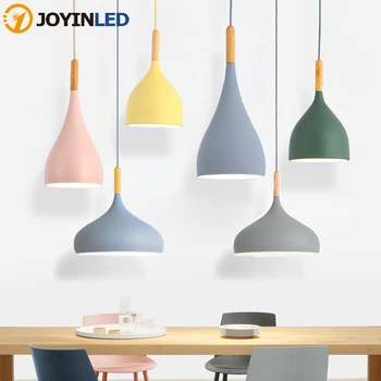 

Multicolour Lustre Pendant Lights Restaurant Wood Hanging lighting kitchen Light Fixtures Modern E27 LED Loft Hanglamp