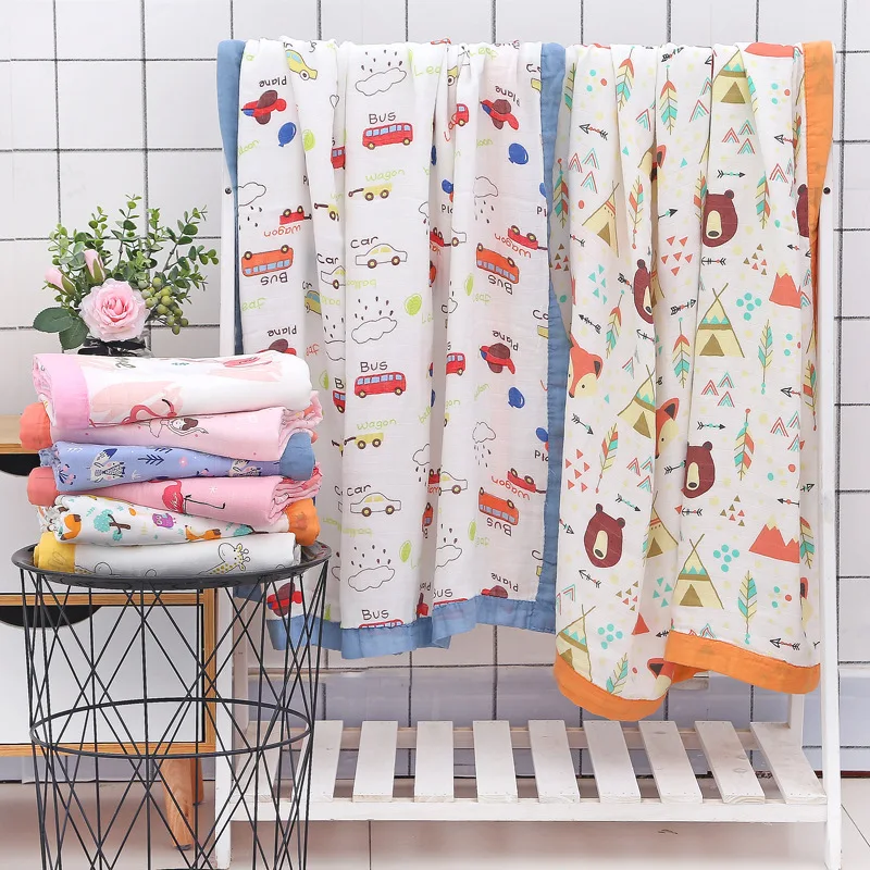 Elinfant 1Pcs 4 layers Muslin 100% Cotton Baby Swaddles Soft Newborn Blankets Black White Gauze infant wrap sleepsack swaddle