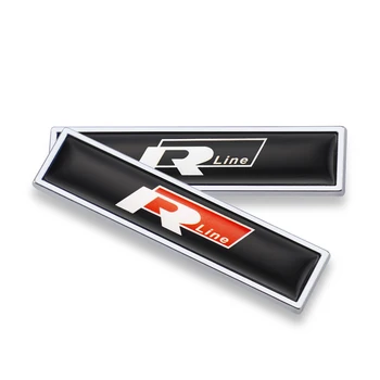 

2 Pcs 3D Metal Stickers R Rline Logo Car Fender Body Trunk Badge Emblem For VW Jetta Golf GTI Polo Golf Passat Car Accessories