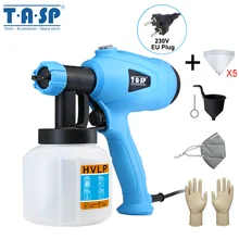 TASP 230 В 400 Вт Электрический пистолет-распылитель HVLP Краскораспылитель компрессор с регулируемым управлением потоком и ситечком и маской