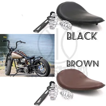

M65Motorcycle Brown Leather Spring Solo Driver Seat Cushion For Harley Bobber Chopper Motorcycle Seat Baseplate Springs Bracket