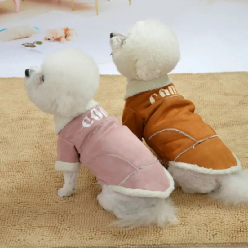 Мода Pet осень-зима теплый костюм 2 брюки с широкими штанинами Куртка утепленная флисовая куртка на пуговицах для собак