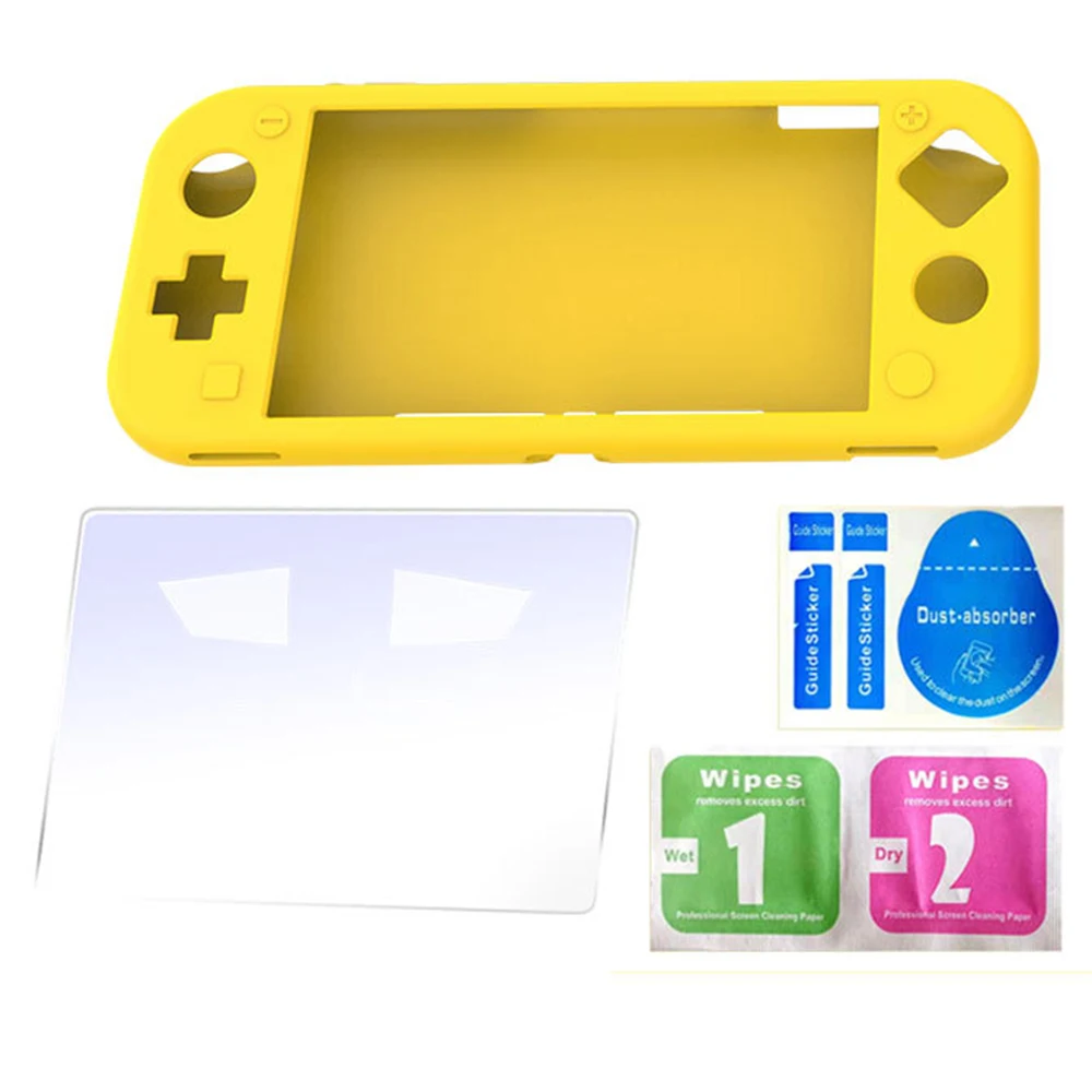 Silicone Cover Case Set Fit with Screen Protector for Nintendo Switch Lite Anti-scratch Soft Silicone Protective Case