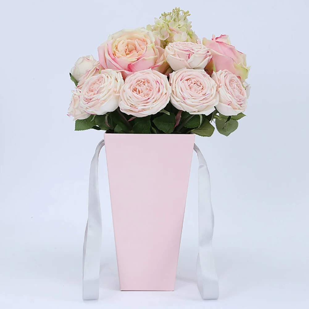 Fashion Hugs Barrels Flower Bouquet Box Popcorn Bucket Shop Gift DIY Vase With Handhold Hug Bucket Rose Florist Gift