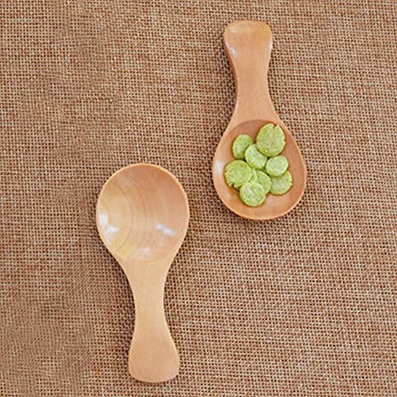 8Pcs Small Wooden Salt Spoon Solid Wood Condiments Spoon Handmade Honey Teaspoon Seasoning Sugar Coffee Tea Jam Mustard Ice Crea
