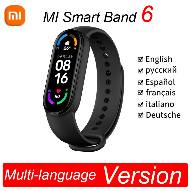 Xiaomi Mi Band 6 Smart Bracelet AMOLED Blood Oxygen Fitness Traker Heart Rate Bluetooth Waterproof Smart Mi Band6 Smart Watch 6