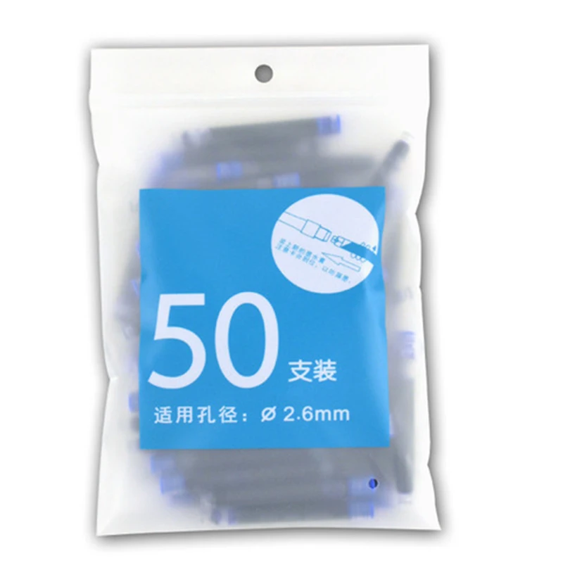 High-Quality Fountain Pen Ink Cartridges - 50 Pack for Fine Writing and Calligraphy