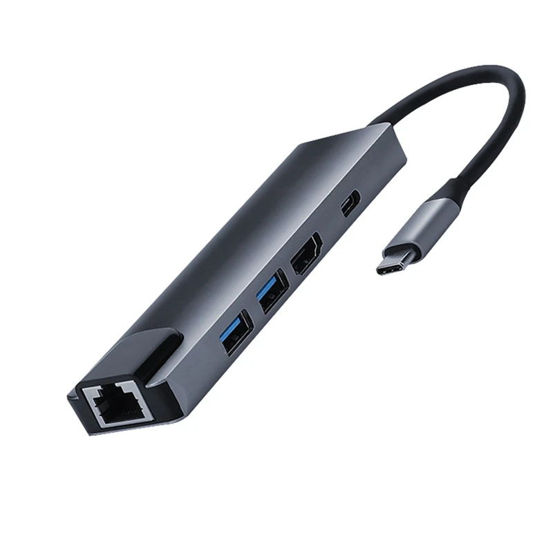 Concentrador 5 en 1 tipo c, USB-C a HDMI, USB3.0, LAN, Ethernet, estación de acoplamiento, adaptador USB C, PD, carga rápida para Macbook, Estados Unidos, disponible