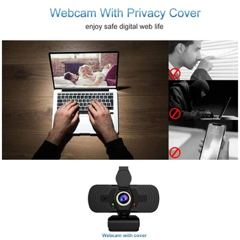 

USB Web Camera with Mic Privacy Cover Full HD PC 110 Degree Lens 1080P Webcam for Household Computer Safety Parts