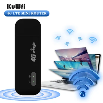 KuWFi Mini 4G Router 4G Wireless USB Modem Wifi Dongle Unlocked Mini Car Wireless Routers Mobile Wifi Hotspot With Sim Card Slot 1