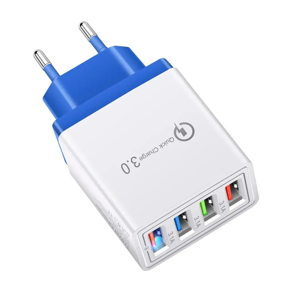 B Адаптер для samsung Xiaomi iPhone 4 порта Быстрая зарядка QC 3,0 usb-хаб настенное зарядное устройство 3.5A адаптер питания ЕС вилка быстрое зарядное устройство - Color: B