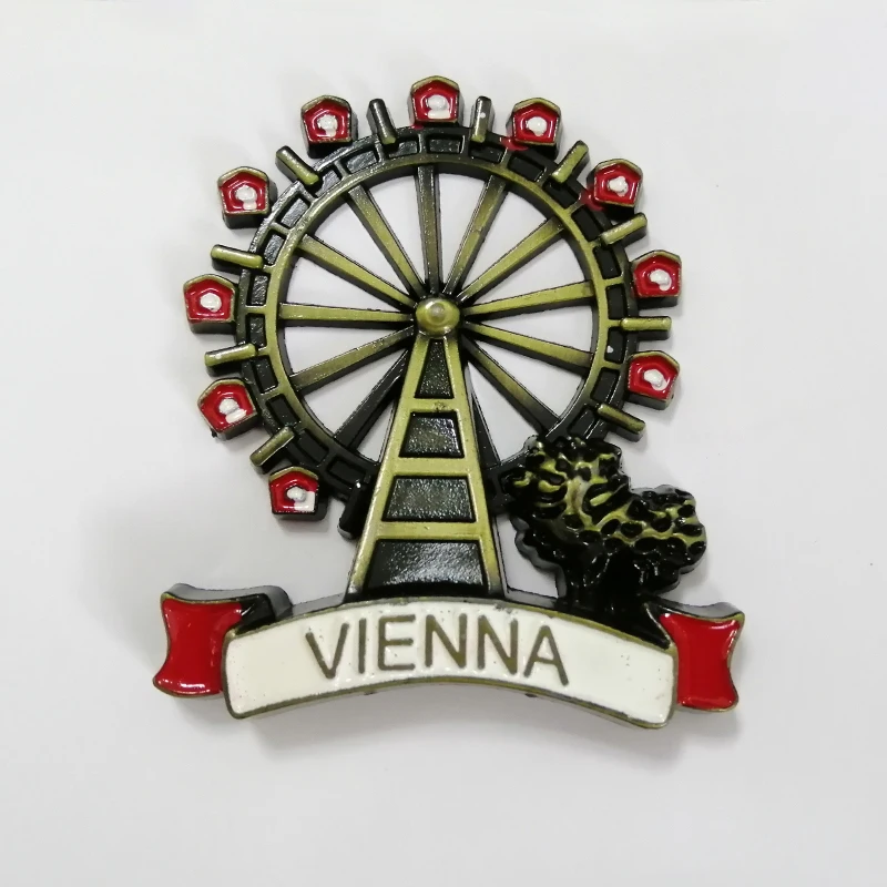 Austria Дубай ОАЭ Бельгия Венские наклейки на холодильник высококачественные металлические магнитные трехмерные креативные наклейки с пейзажем - Цвет: Austria