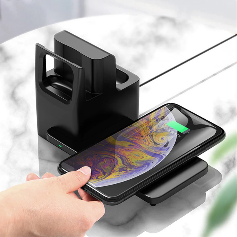 

3 in 1 Fast Wireless Charger for Apple Watch iWatch 4 3 2 1 Airpods Portable QI Wireless Charging Dock for iPhone 11 pro XR Xs