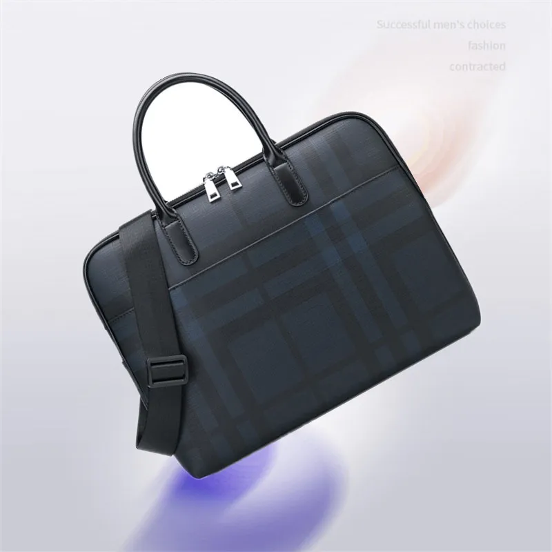 

Briefcase Men's Business Handbag 14-Inch Computer Bag Cross zhan ye bao Genuine Leather Men Shoulder Bag
