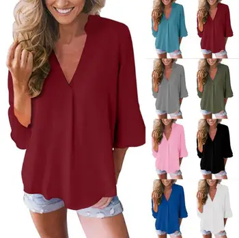 

2020 new summer sleeve sleeve loose chiffon shirt blouse A10168-01-09