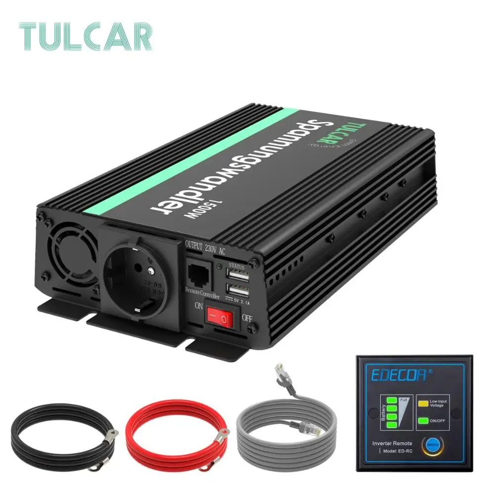 TULCAR 1500W 3000W Transformer Modified Sine Wave DC 12V AC 220V 230V 240V Usb LCD Display Solar Power Inverter