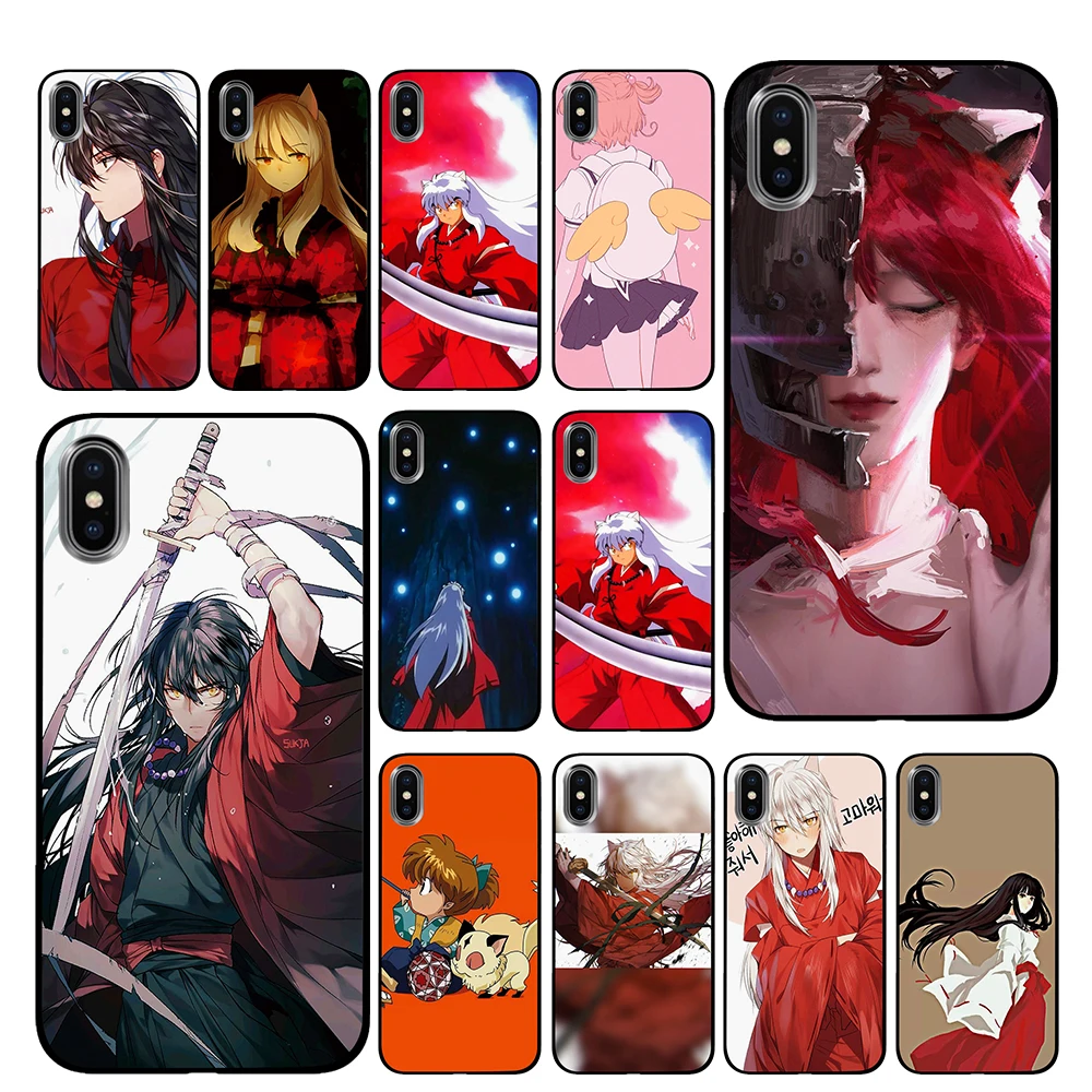 Inuyasha Аниме Черный чехол ТПУ для iPhone 5 5S 6 6s 7 8 Plus X XS XR 11 Pro Max|Чехлы-накладки| |