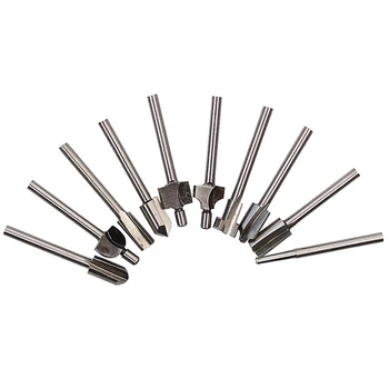 

Rotary Tools Router Bits 10pcs 1/8inch Shank High Speed Steel Milling Trimming