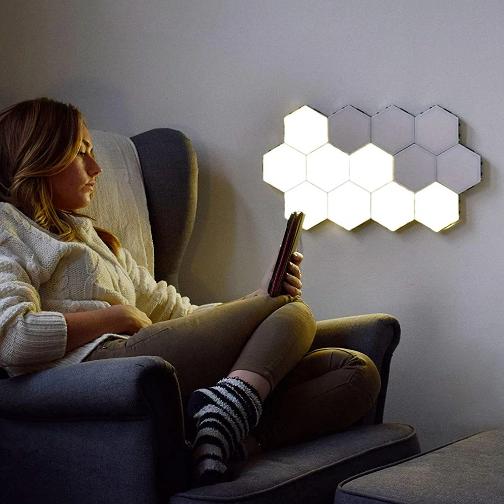 Quantum lamp LED Touch Sensing Night Light Magnetic Hexagons Creative Home Living Room Decoration Wall Lampara Free Shipping