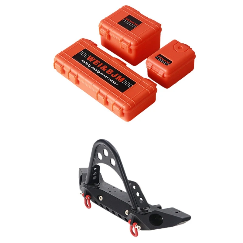 

Metal Black Front Bumper with Lamp and Decorative Box for 1/10 Rc Tracked Vehicle Traxxas Trx-4 Axial Scx10 and Scx10 Ii 90046