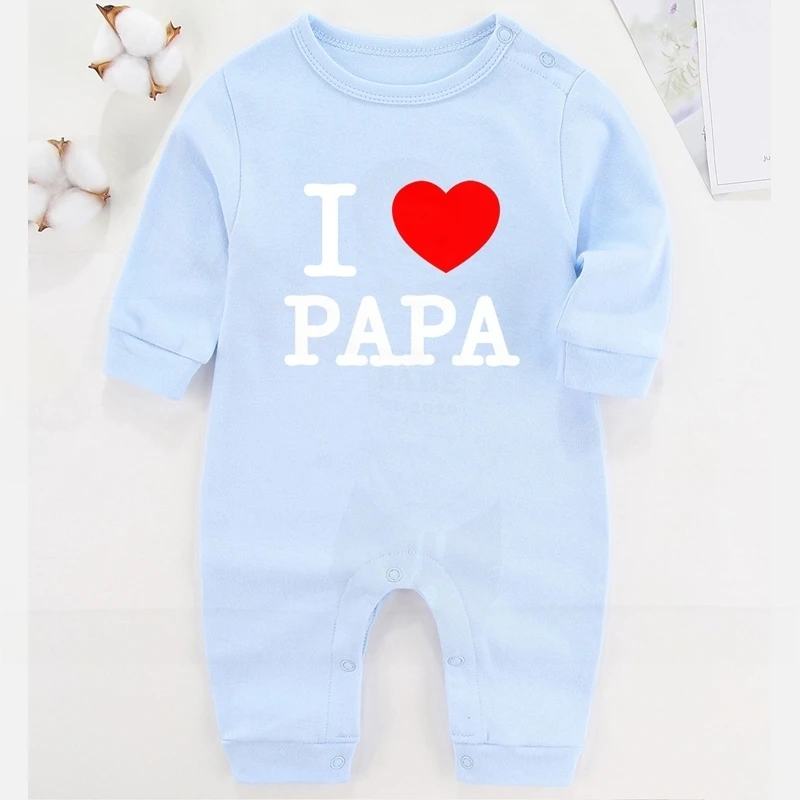 Одежда для малышей с надписью I Love Papa Костюм новорожденных мальчиков Зимняя