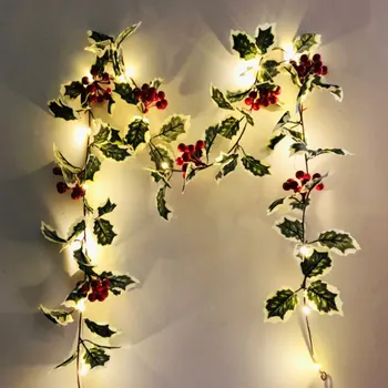 

20 LEDs String Light Christmas Hanging Pendants Light String Red Fruit Rattan Decorative Light Home Party Garden Light Decor