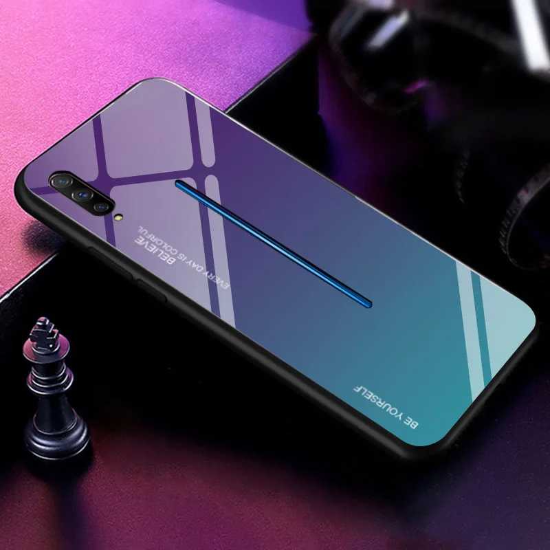 Градиент Жесткий Чехол для Vivo IQOO NEO Y67 Y75 V5 V7 V9 Z1 Y85 Z3 Z3i V11i чехол закаленное Стекло