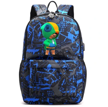 

Waterproof USB Charging School Bag Print Spike Leon Backpacks for Teenager Men Women Travel Laptop Backpack School Backpack Bag