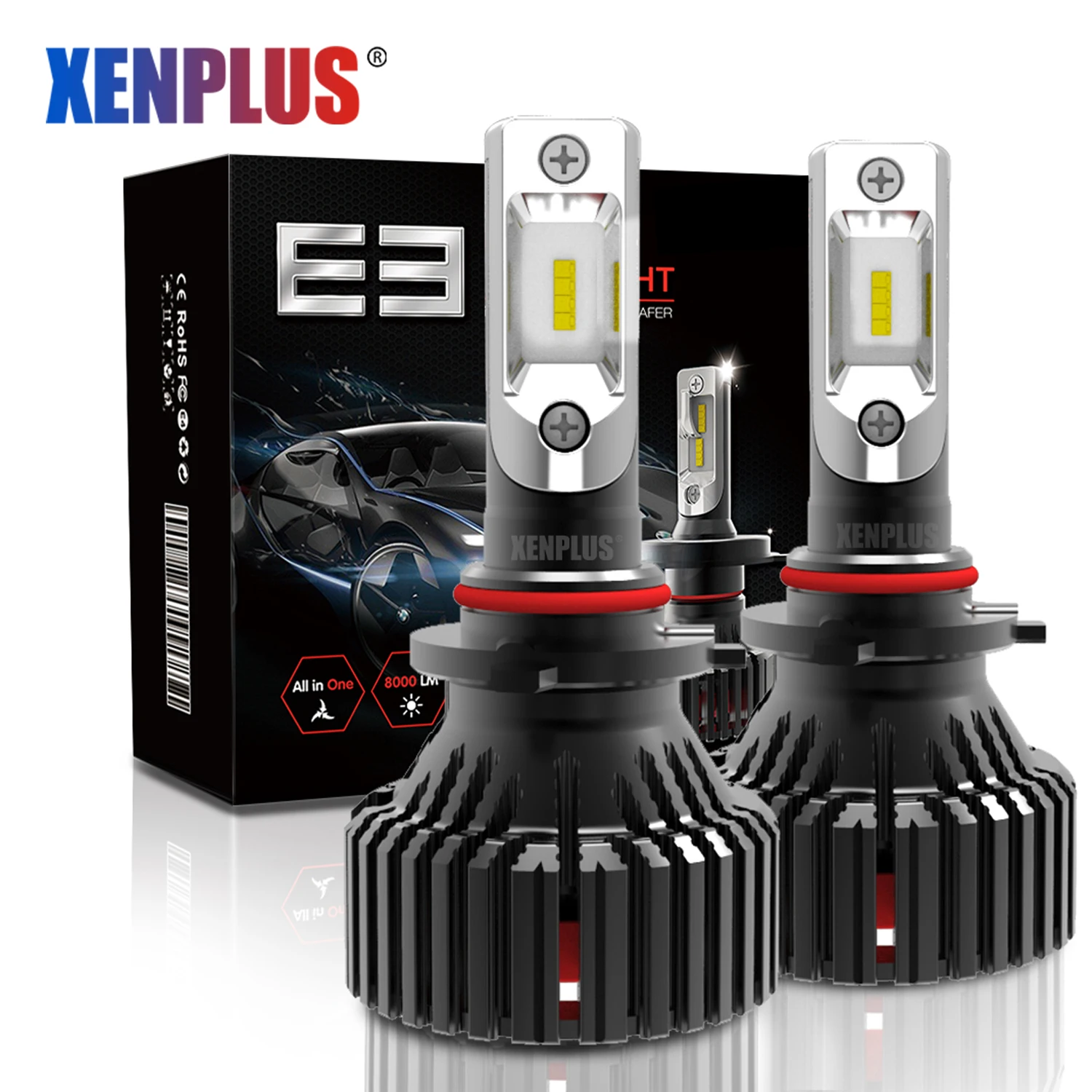 Xenplus T8 E3 светодиодные лампы для передних фар H7 H1 H3 H27 HB4 H4 H11 H8 9007 9005 9006 5202 H13 Hi/короче