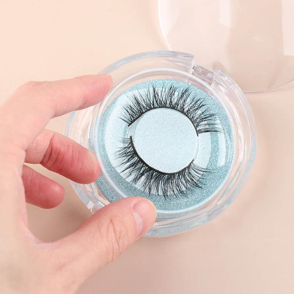 1Pc 7 style False Eyelash Packing Box Transparent Lid Tray Individual Magnet Eyelashes Stand Acrylic Pad Lash round Tool Case