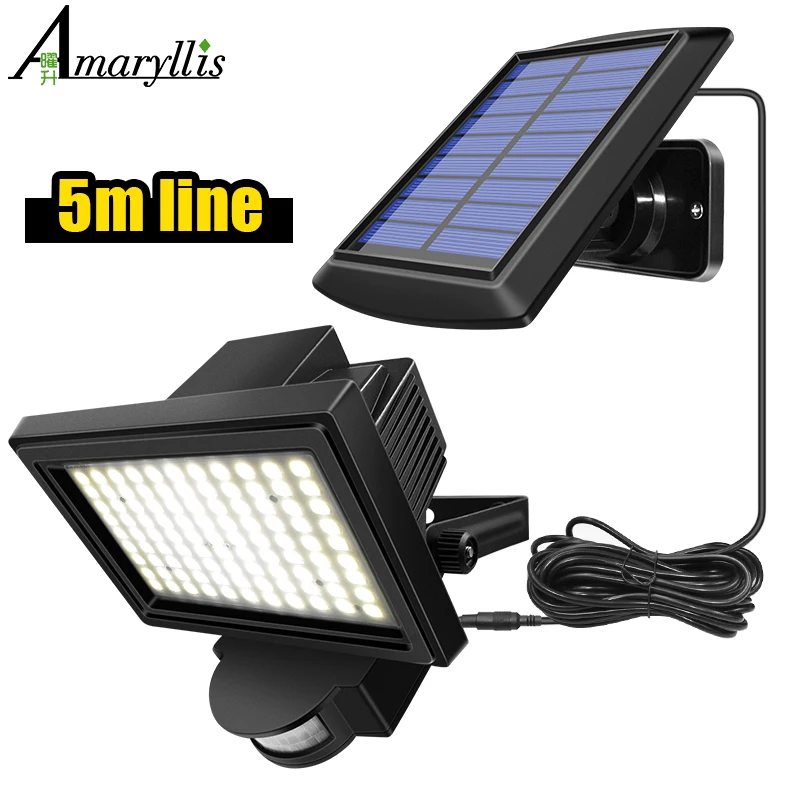 Wireless PIR Motion Sensor Solar 2 LED Security Flood Wall Outdoor Garden Light